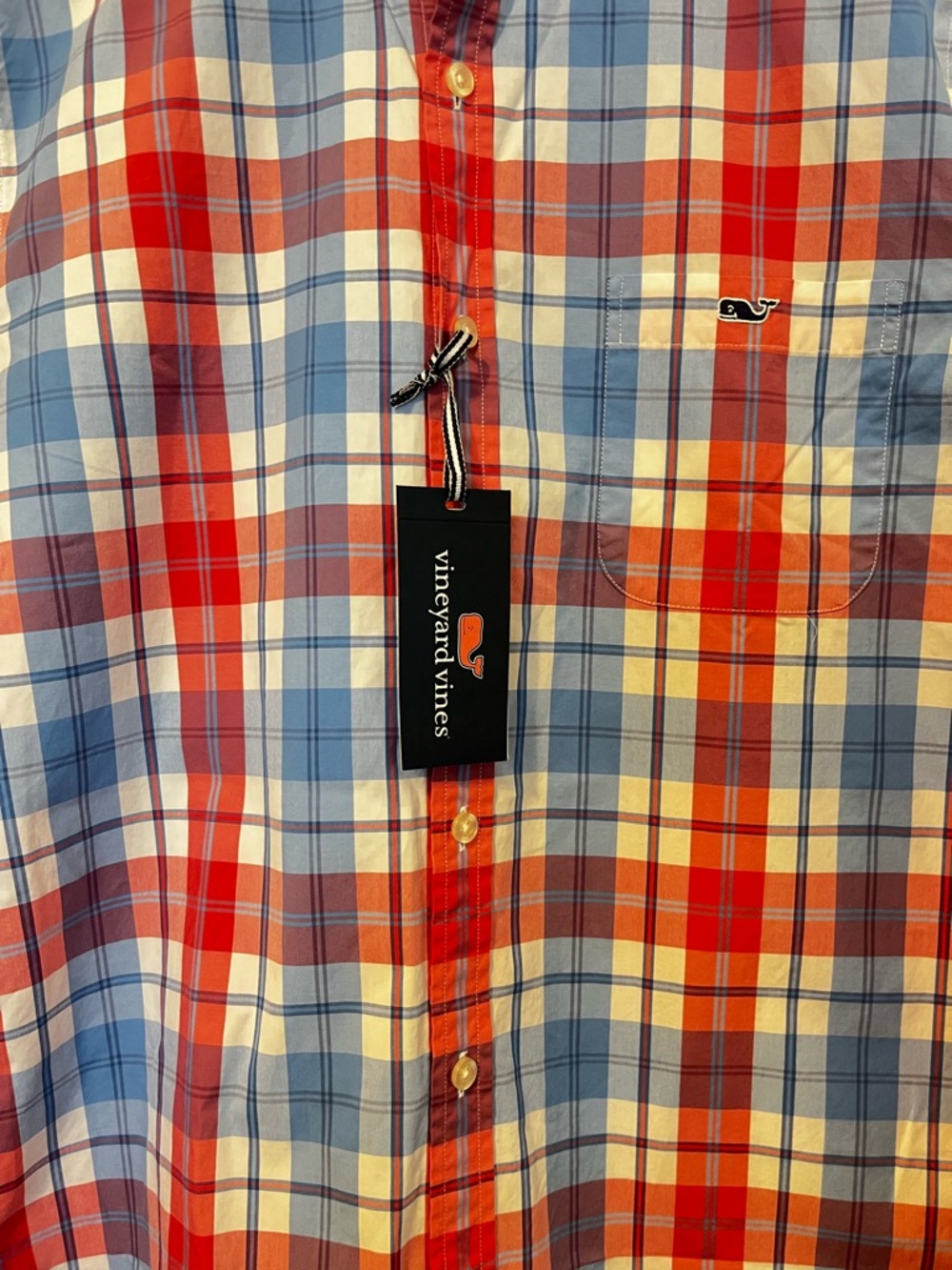 NWT Vineyard Vines Slim Fit Tucker Shirt Jetty Red Plaid Button Down Mens Medium - Picture 4 of 9